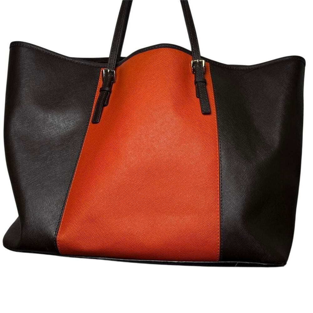 Michael Kors Jet Set Brown/ Orange Tote - Picture 2 of 4